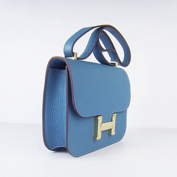 7A Hermes Oxhide Leather Message Bag Middle Blue H017